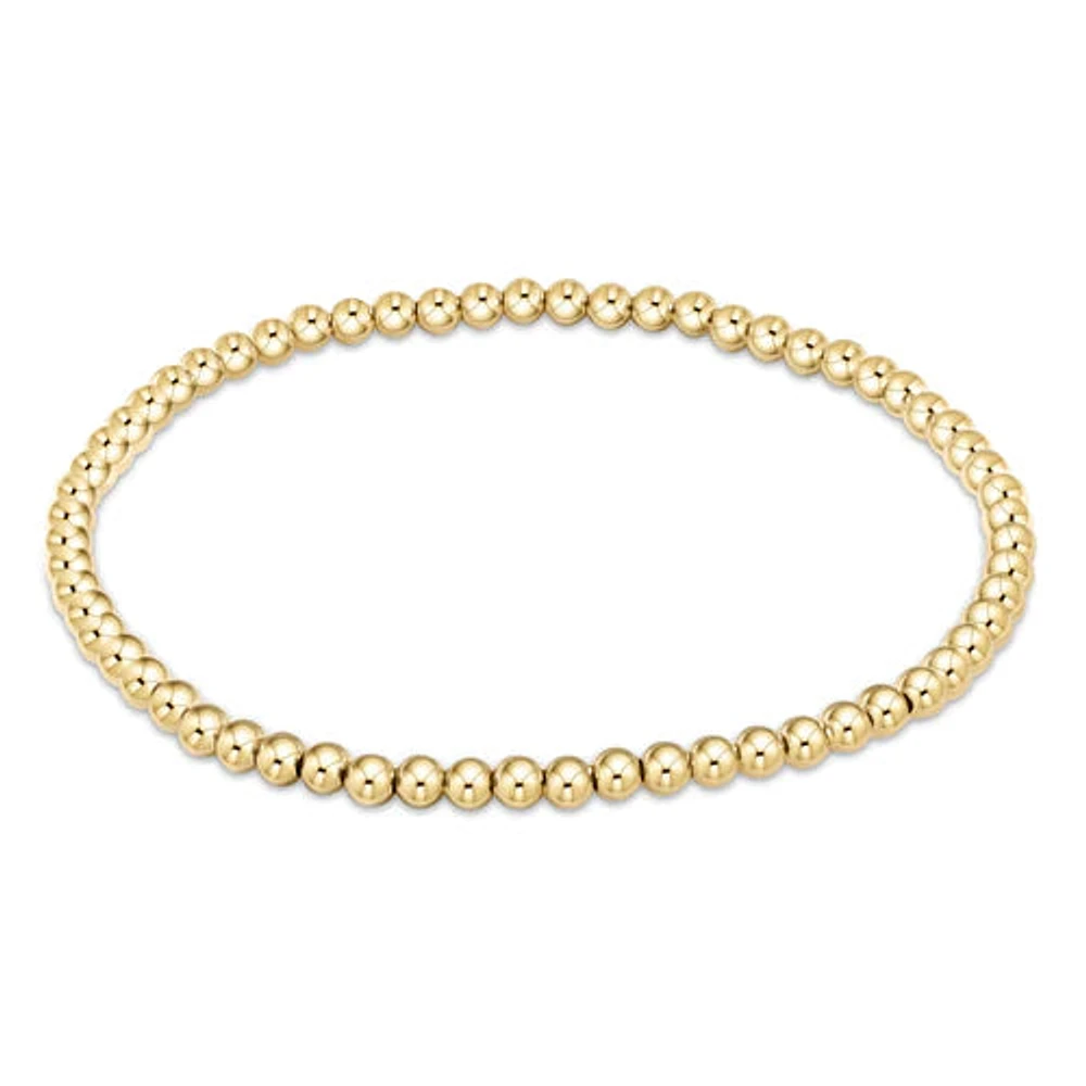 Classic Gold 3mm Bead Bracelet - Size 7.25''