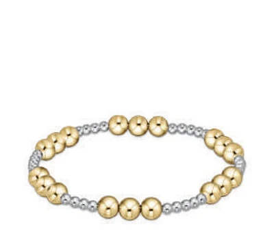 Classic Joy Pattern 6mm Bead Bracelet - Mixed Metal