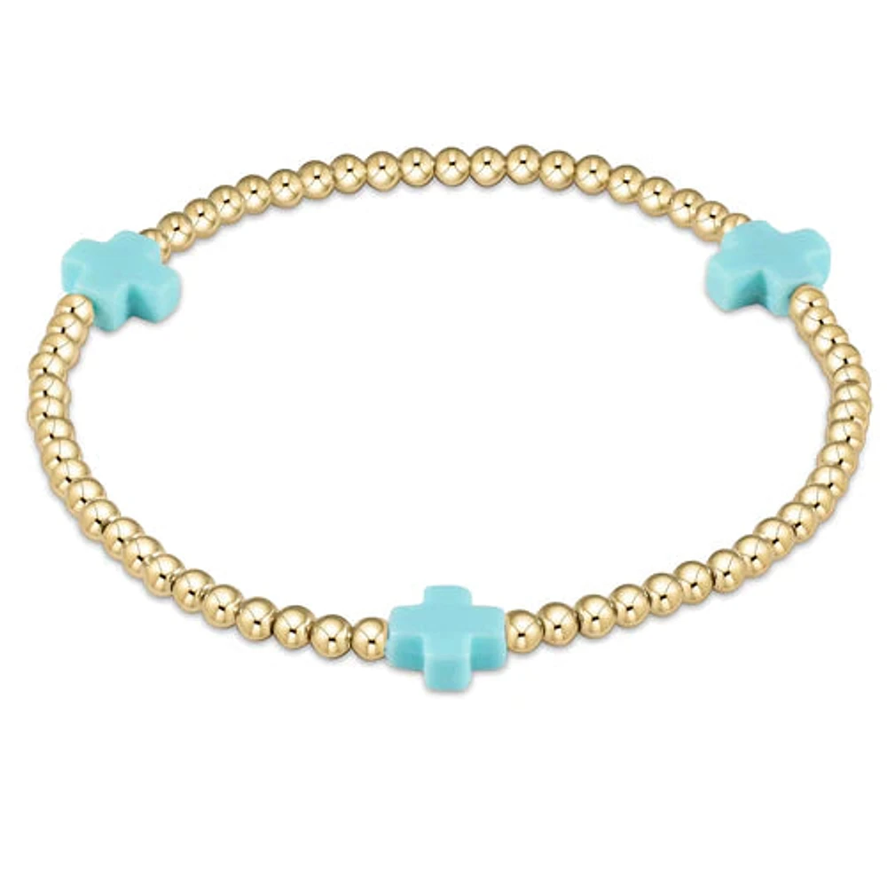 Signature Cross Gold Pattern 3mm Bead Bracelet