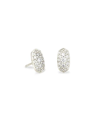 Grayson Crystal Stud Earrings Rhodium - White Crystal