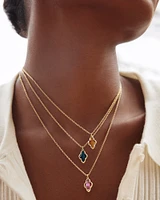 Framed Abbie Short Pendant Necklace - Light Burgundy Illusion