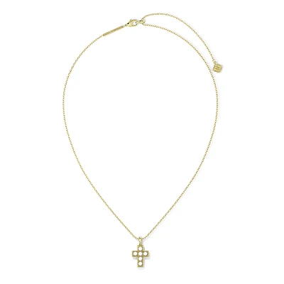 Pearl Cross Short Pendant Necklace