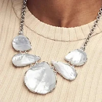 Kenzie Silver Statement Necklace - Ivory Mother Of Pearl