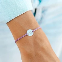 Lavender Pave Wave Coin Silver Bracelet