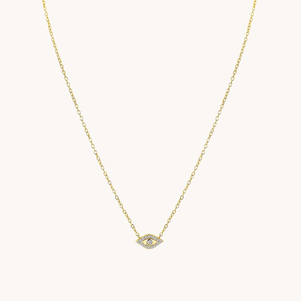 18k Solitaire Evil Eye Necklace