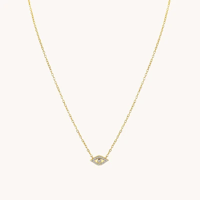 18k Solitaire Evil Eye Necklace