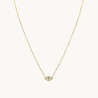 18k Solitaire Evil Eye Necklace