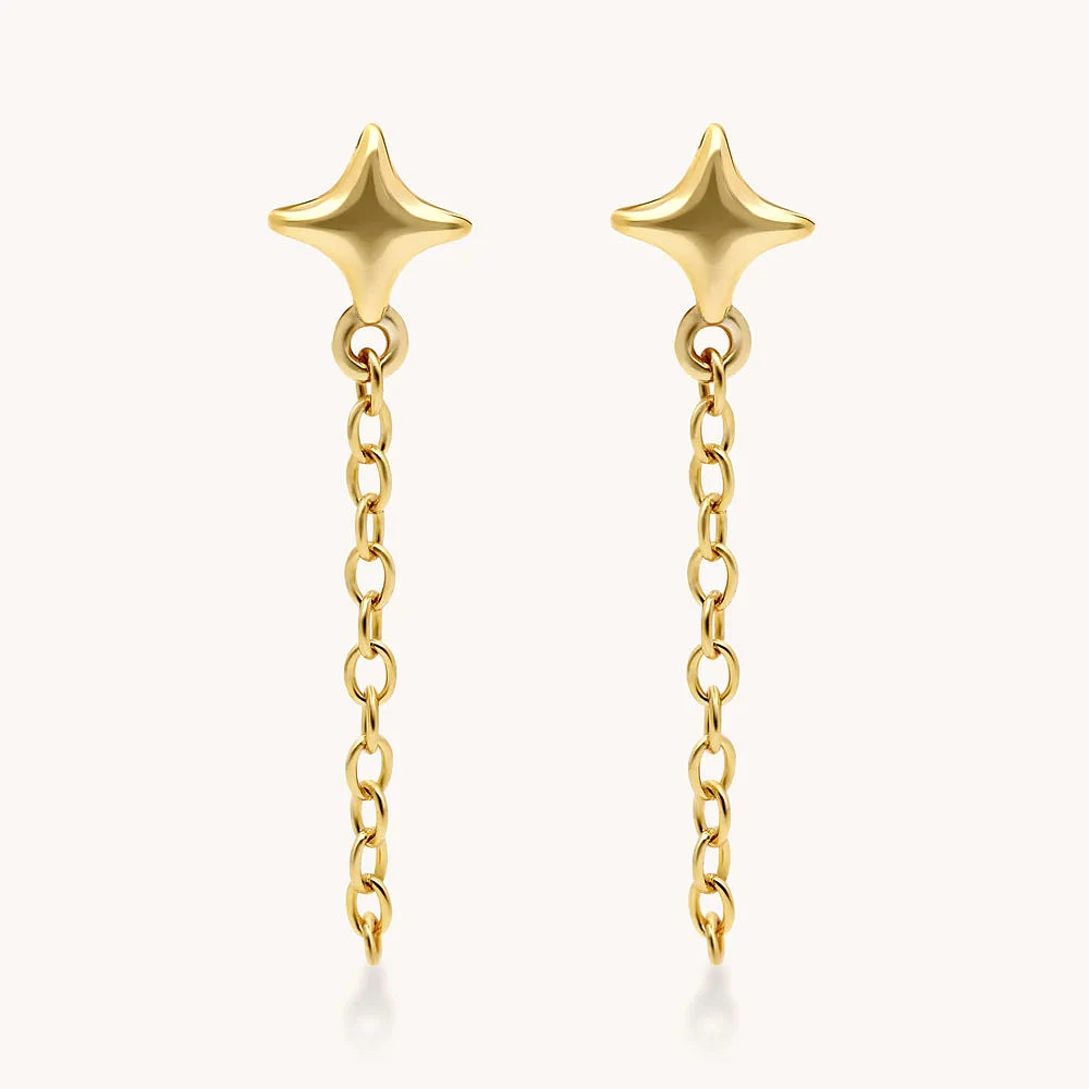 18k Vermeil Starburst Dangle Chain Earrings