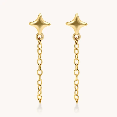 18k Vermeil Starburst Dangle Chain Earrings