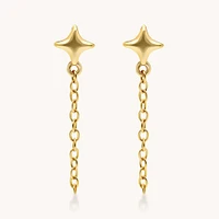 18k Vermeil Starburst Dangle Chain Earrings