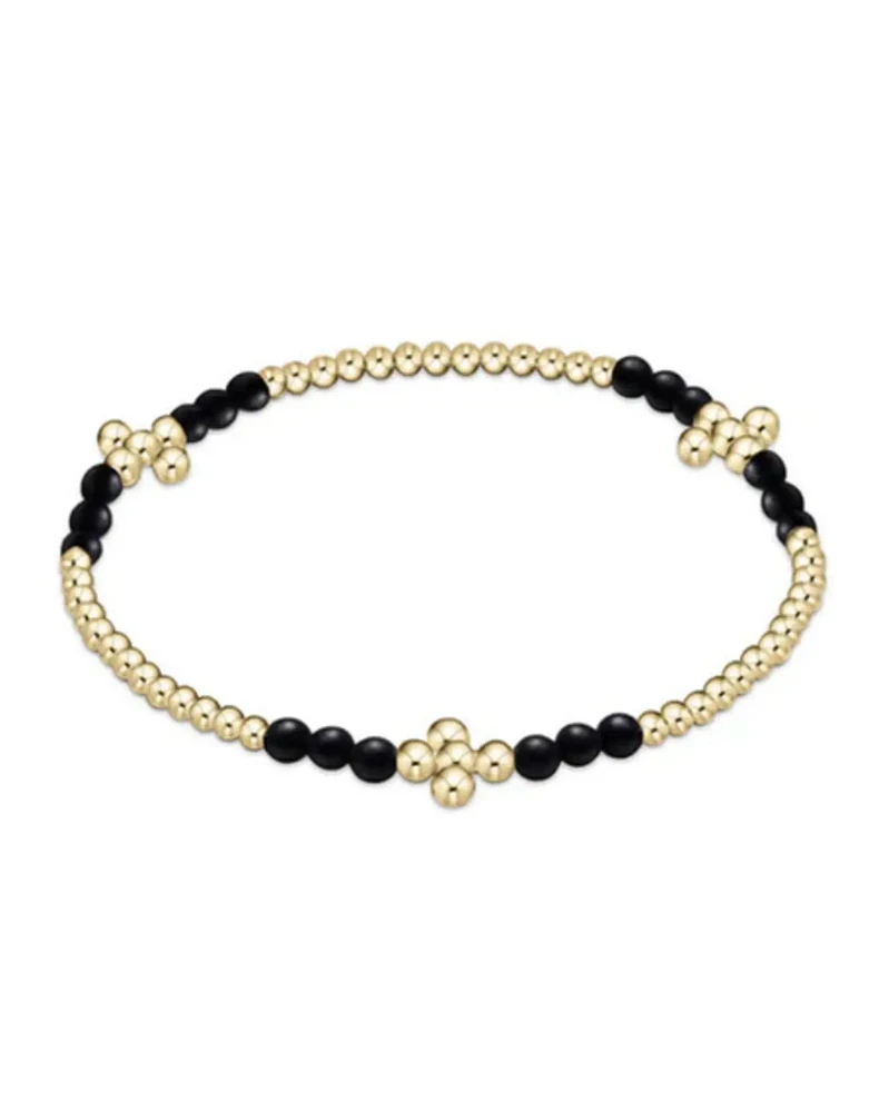 Signature Cross Gold Bliss Pattern 2.5mm Bead Bracelet - Matte Onyx
