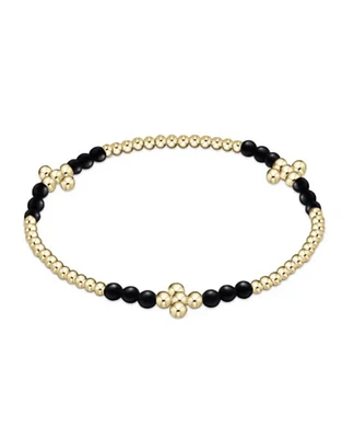Signature Cross Gold Bliss Pattern 2.5mm Bead Bracelet - Matte Onyx