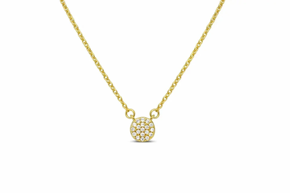 Itty Bitty Pretties - Mini Pave Disk Gold Necklace