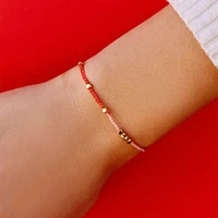 Pink & Red Two Tone Dainty Gold Bracelet