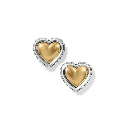 Pretty Tough Heart Petite 2 Tone Post Earrings