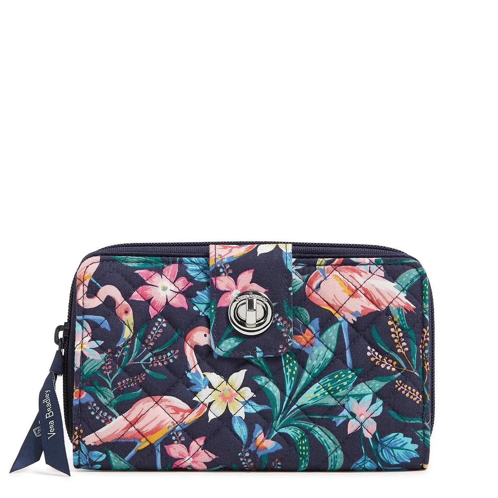 RFID Turnlock Wallet - Flamingo Garden