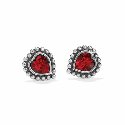 Shimmer Heart Red - Mini Post Earrings