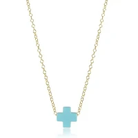 16" Necklace Gold - Signature Cross Turquoise