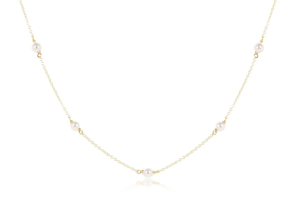 15" Choker Simplicity Chain Gold - 4mm Pearl