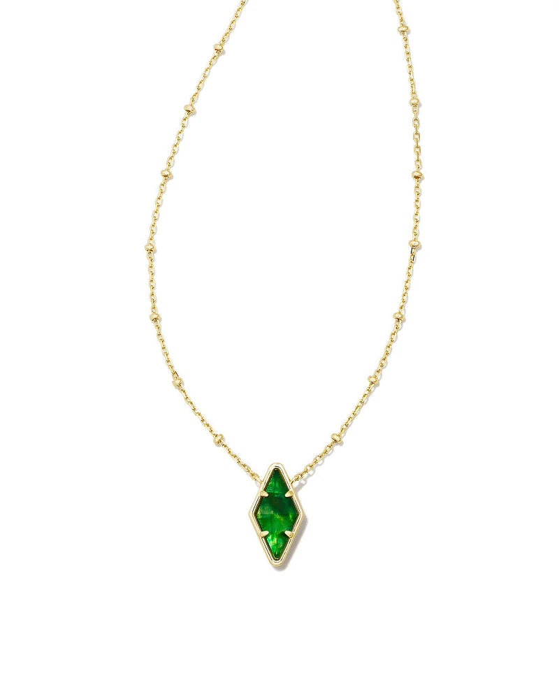 Kinsley Short Pendant Necklace Gold - Kelly Green Illusion