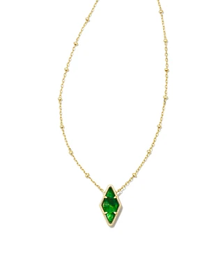 Kinsley Short Pendant Necklace Gold - Kelly Green Illusion