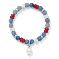 Americana Beach Pearl Charm Stretch Bracelet