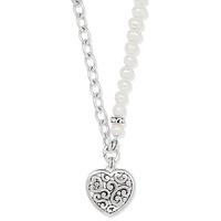 Contempo Heart Pearl Charm Necklace