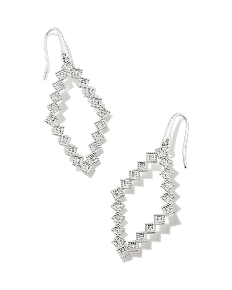 Kinsley Open Frame Earrings Silver - White Crystal