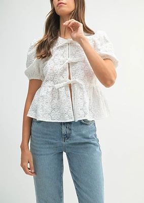 Claire Babydoll Front Tie Top