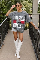 Ohio State Oversized All-Over Rhinestone Short Sleeve Tee