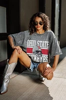 Ohio State Oversized All-Over Rhinestone Short Sleeve Tee