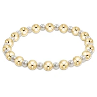 Pearl Grateful Pattern 4mm Bead Bracelet - 6mm Gold