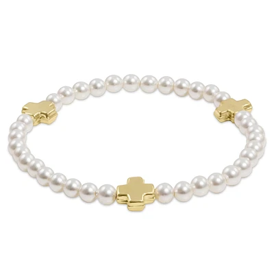 Signature Cross Pearl Pattern 4mm Bead Bracelet