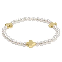 Signature Cross Pearl Pattern 4mm Bead Bracelet