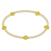 Signature Cross Small Gold Pattern 2mm Bead Bracelet