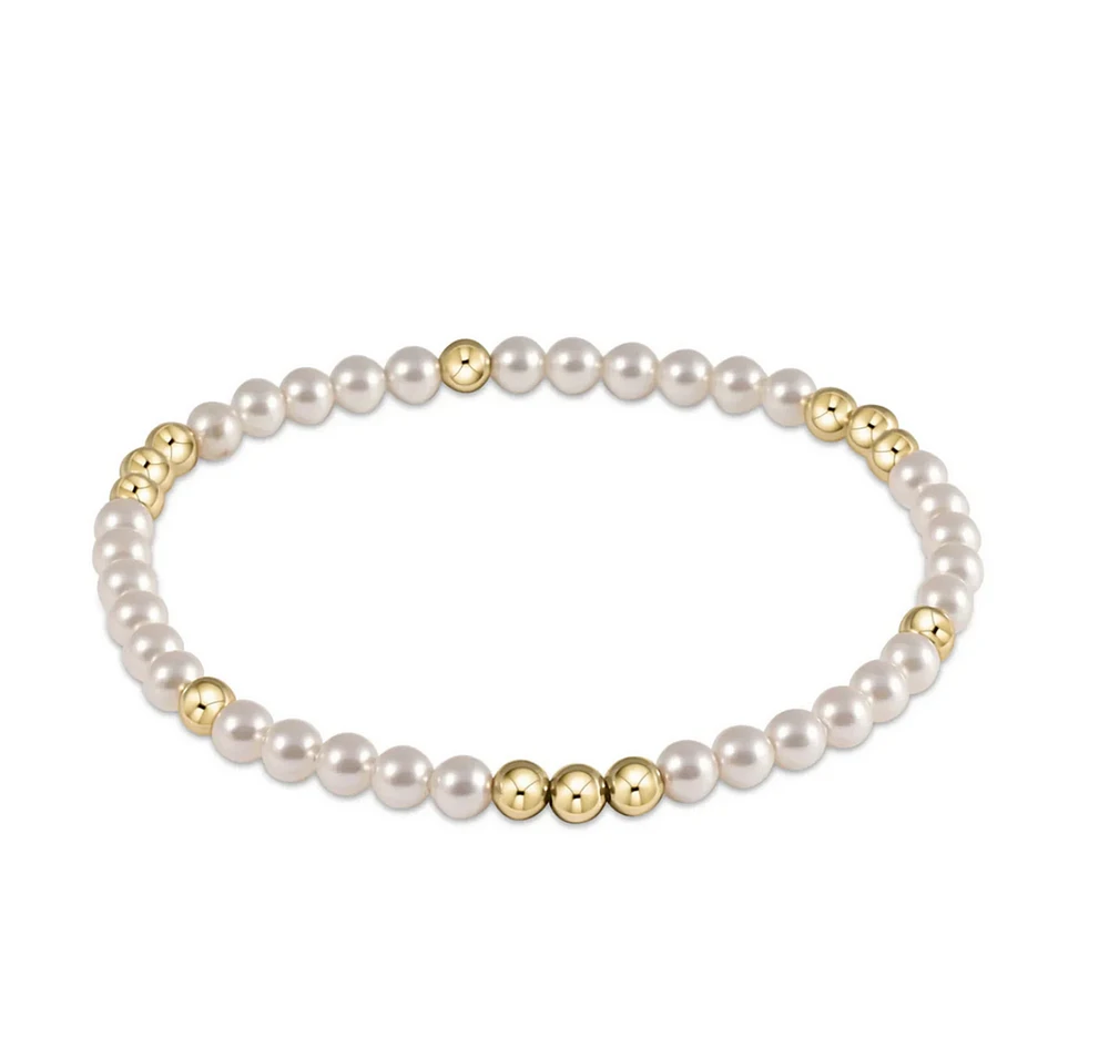 Worthy Pattern 3mm Bead Bracelet - Pearl