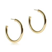 Round Gold 1" Post Hoop - 4mm - Smooth