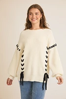 Isabella Bow Tie Lace Up Sweater