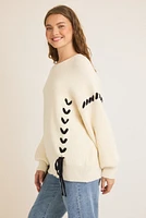 Isabella Bow Tie Lace Up Sweater