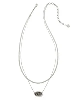 Elisa Herringbone Multistrand Necklace - Platinum Drusy