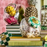 Cookie Jar With Emerald Check Lid