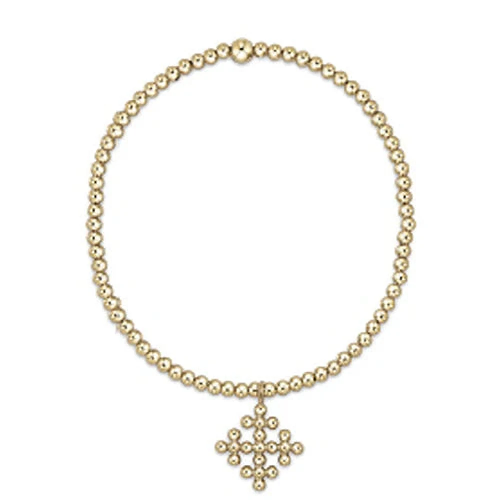 Classic Gold 2.5mm Bead Bracelet - Classic Beaded Signature Cross Encompass Gold Charm