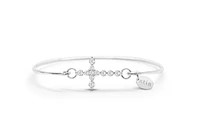 Pave Icon Bracelet Diamond Prong Cross - Silver