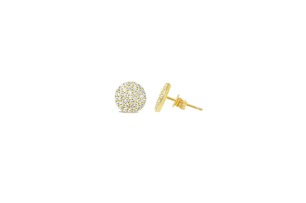 Pave Disk Earring - Gold