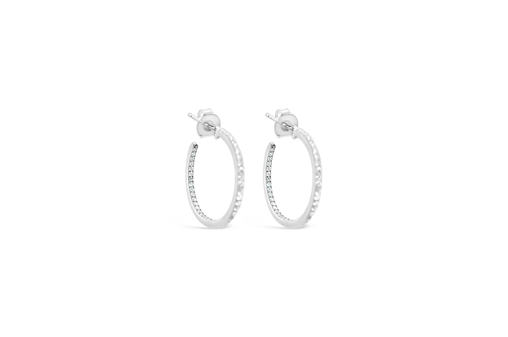 Inside Out Hoop Clear CZ - Silver