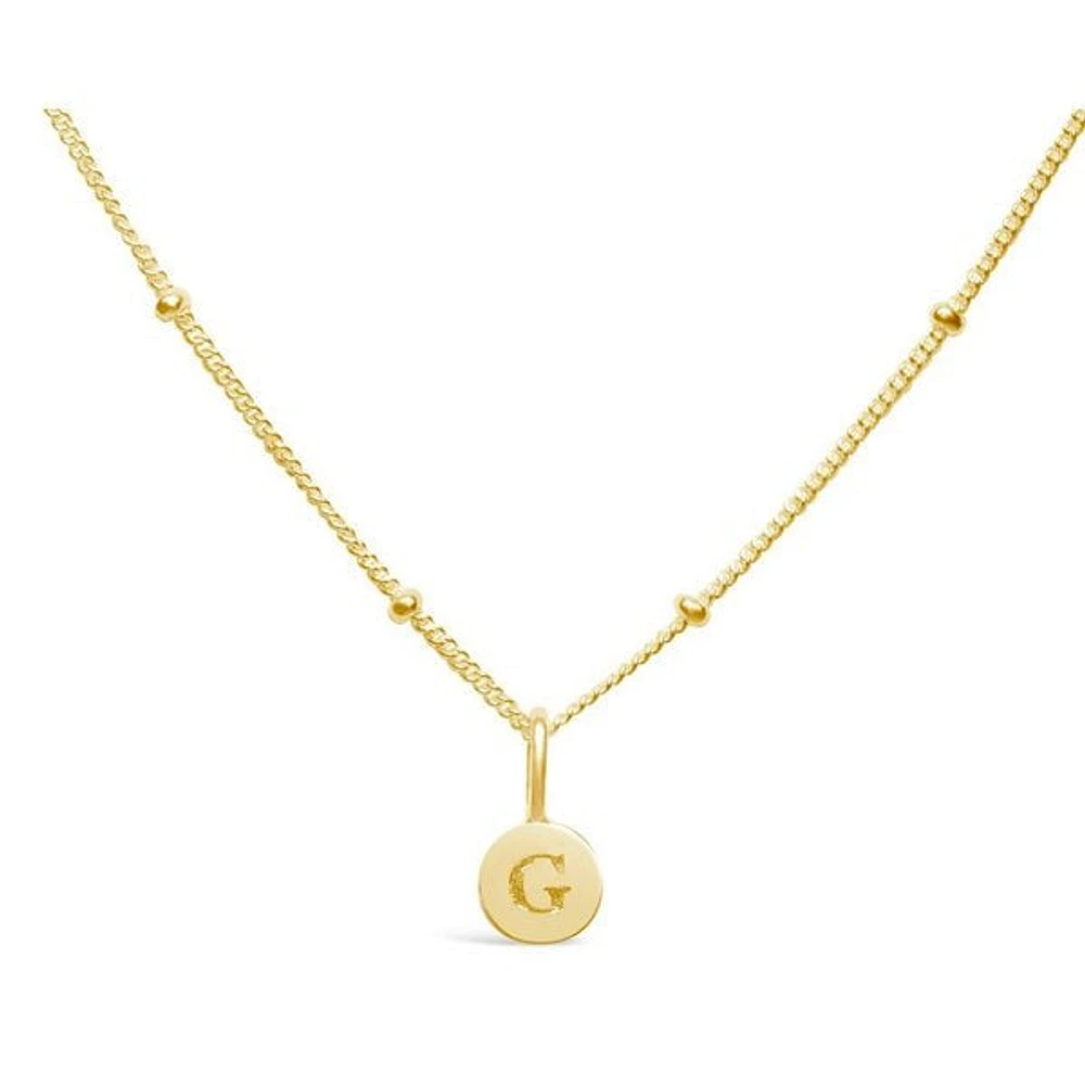 Mini Disk Letter Necklace "G" Gold