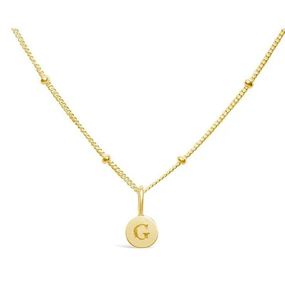 Mini Disk Letter Necklace "G" Gold