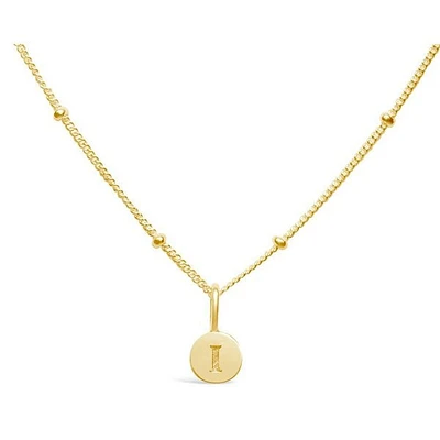 Mini Disk Letter Necklace - "I" Gold