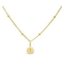 Mini Disk Letter Necklace - "I" Gold