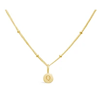 Mini Disk Letter Necklace - "Q" Gold
